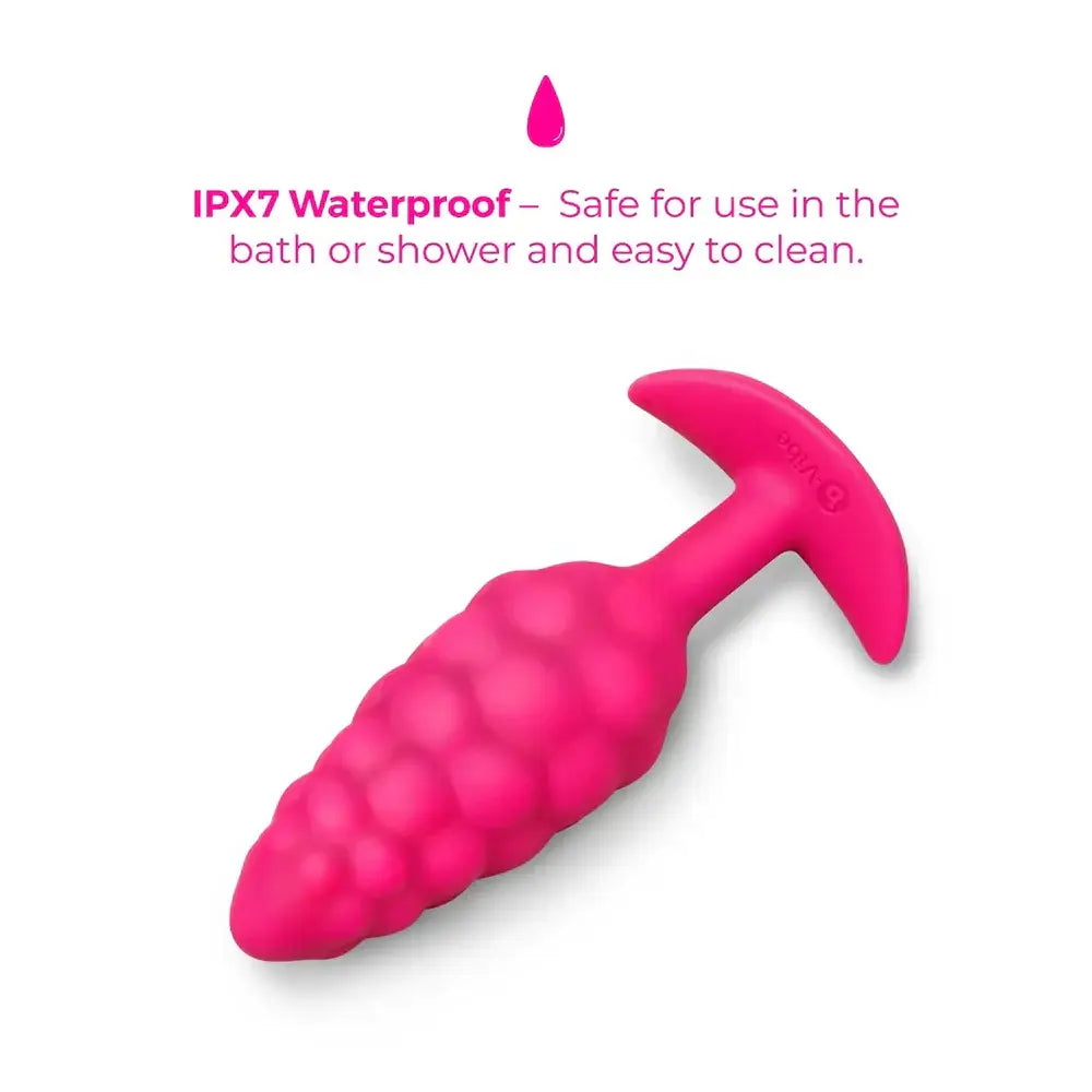 B-Vibe™ b-Vibe Bump Texture Plug, Small Vibrating Silicone Butt Cerise