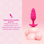 B-Vibe™ b-Vibe Bump Texture Plug, Small Vibrating Silicone Butt Cerise