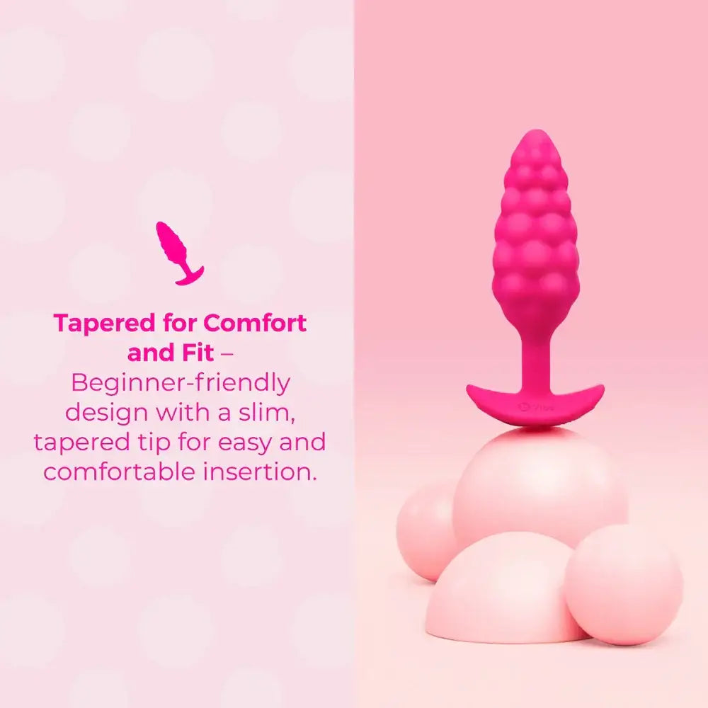 B-Vibe™ b-Vibe Bump Texture Plug, Small Vibrating Silicone Butt Cerise