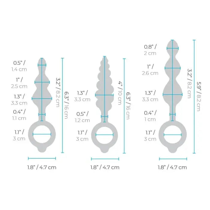 B - Vibe™ Butties Beaded Anal Plug 3 - Piece Set - Rolik®