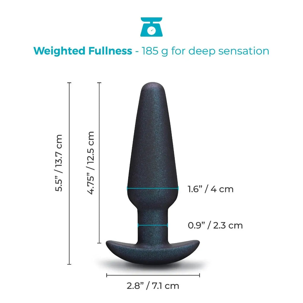 B-Vibe™ b-Vibe Butties Hefty Weighted Silicone Butt Plug - 5.5’’ Premium Anal Toy Blue