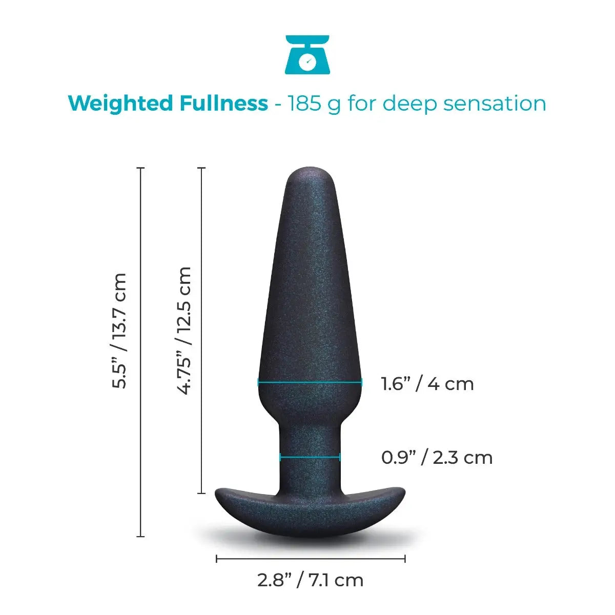 B-Vibe™ b-Vibe Butties Hefty Weighted Silicone Butt Plug - 5.5’’ Premium Anal Toy Blue