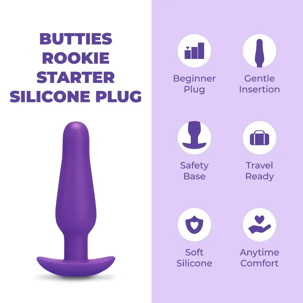 B-Vibe™ b-Vibe Butties Rookie Beginner Silicone Butt Plug - Purple
