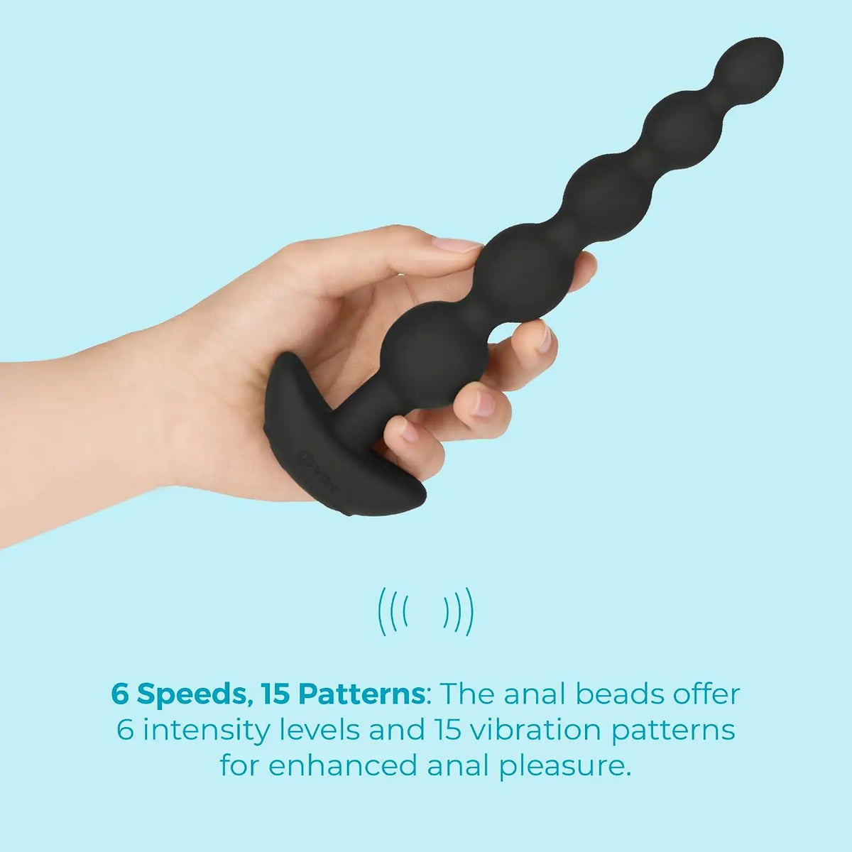 B-Vibe™ B-Vibe Cinco Remote Vibrating Anal Beads - 5 with 3 Motors & Wireless Control Black