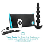 B-Vibe™ B-Vibe Cinco Remote Vibrating Anal Beads - 5 with 3 Motors & Wireless Control Black