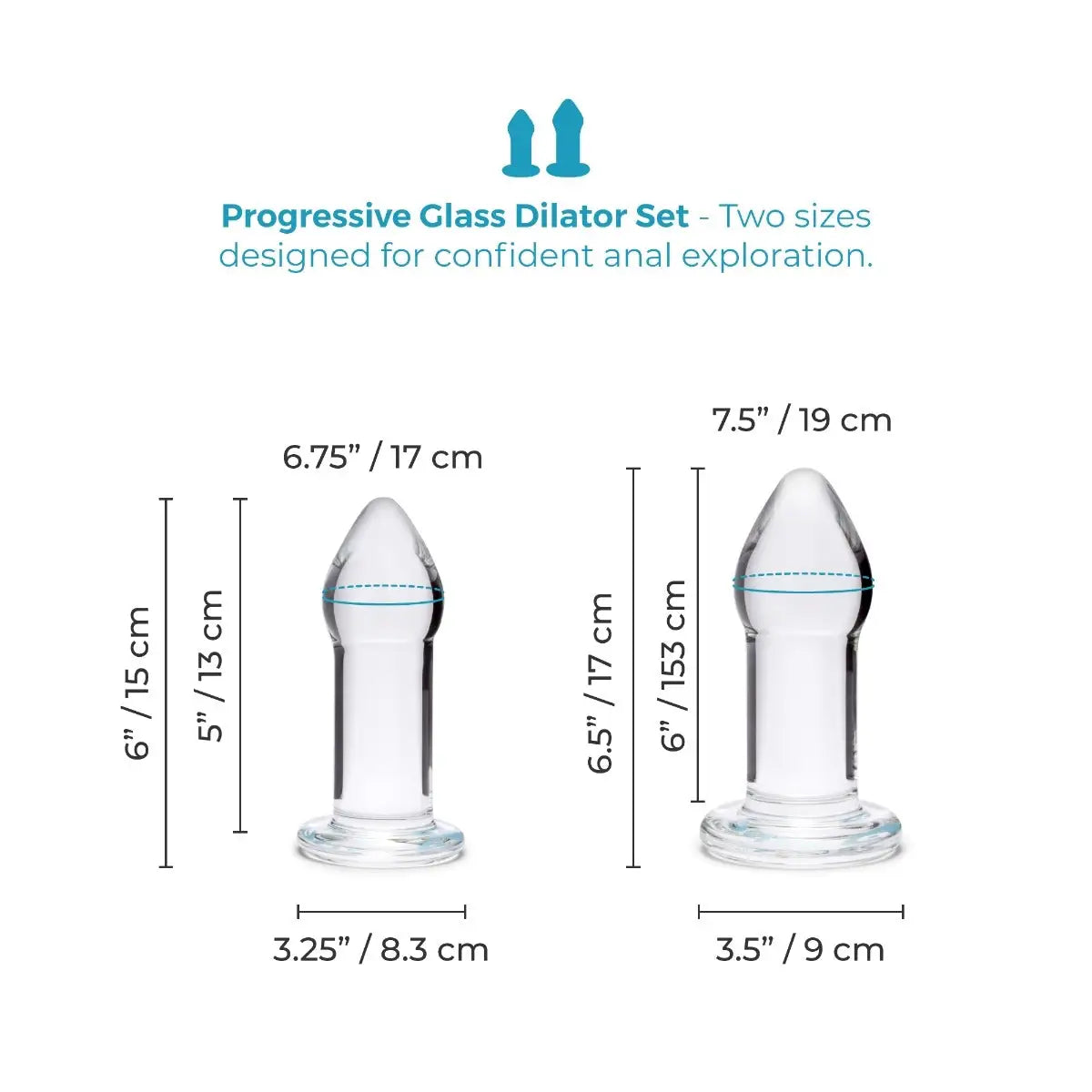 B-Vibe™ b-Vibe Intermediate Glass Anal Dilator Set – 2-Piece Training Kit