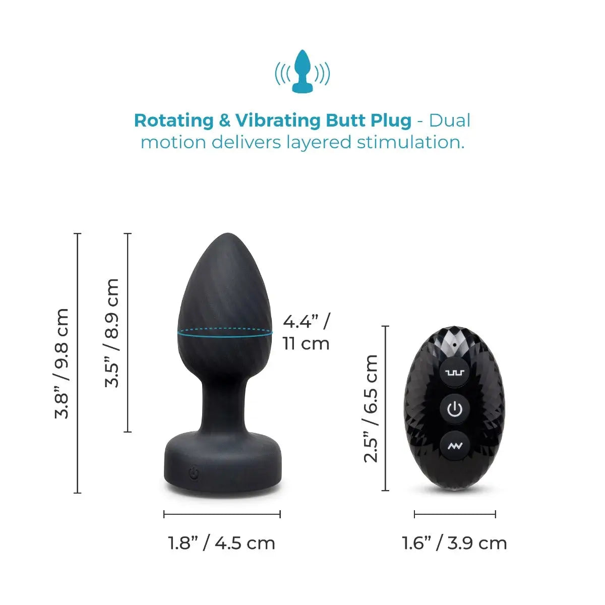 B-Vibe™ b-Vibe Light-Up Butt Plug – Vibrating Rotating & Remote Control Black