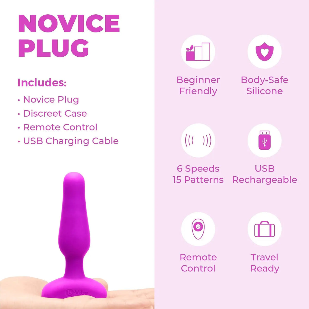 B-Vibe™ B-Vibe Novice Remote Vibrating Butt Plug - Rechargeable Small with Wireless Control