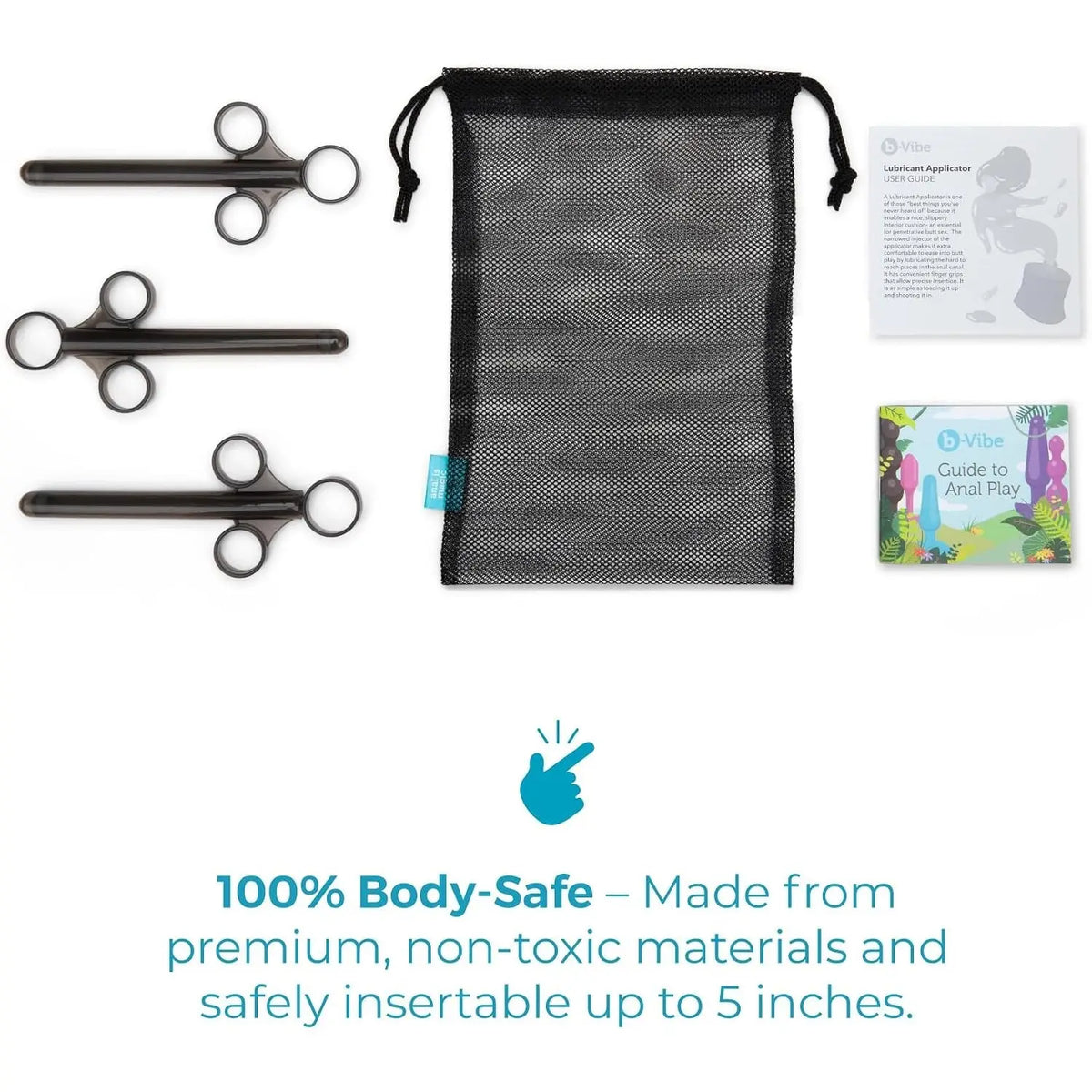 B-Vibe™ B-Vibe Personal Lubricant Applicator 3-Pack - Mess-Free Internal Lube Application Black