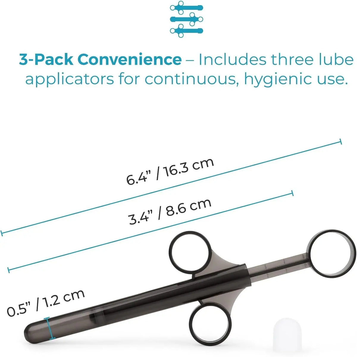 B-Vibe™ B-Vibe Personal Lubricant Applicator 3-Pack - Mess-Free Internal Lube Application Black