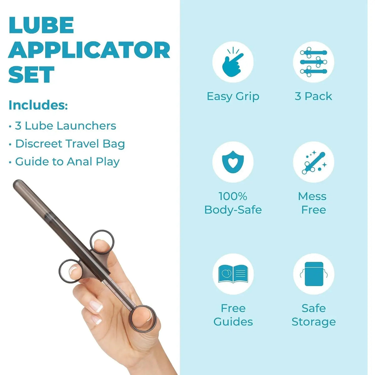 B-Vibe™ B-Vibe Personal Lubricant Applicator 3-Pack - Mess-Free Internal Lube Application Black