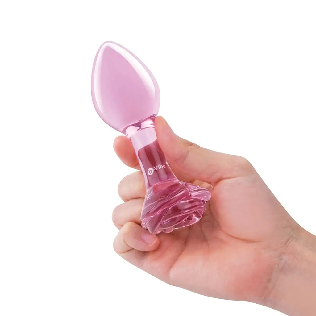 B-Vibe™ Pink Roses Glass Butt Plug Training Set - Rolik®