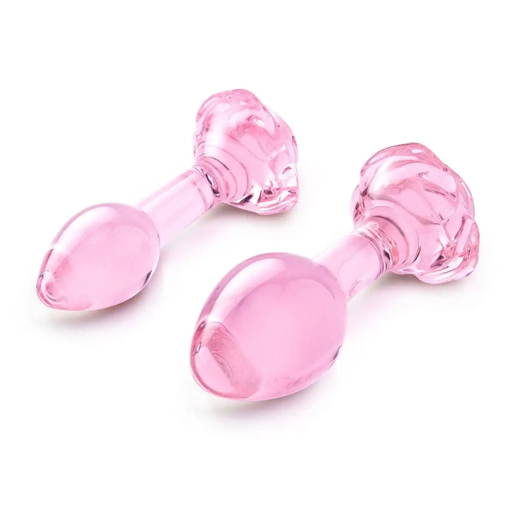 B-Vibe™ Pink Roses Glass Butt Plug Training Set - Rolik®
