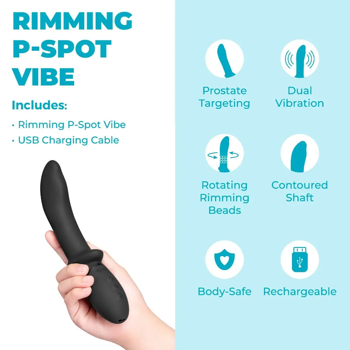 B-Vibe™ b-Vibe Rimming P-Spot Vibe - Dual Rotating & Vibrating Prostate Massager Black