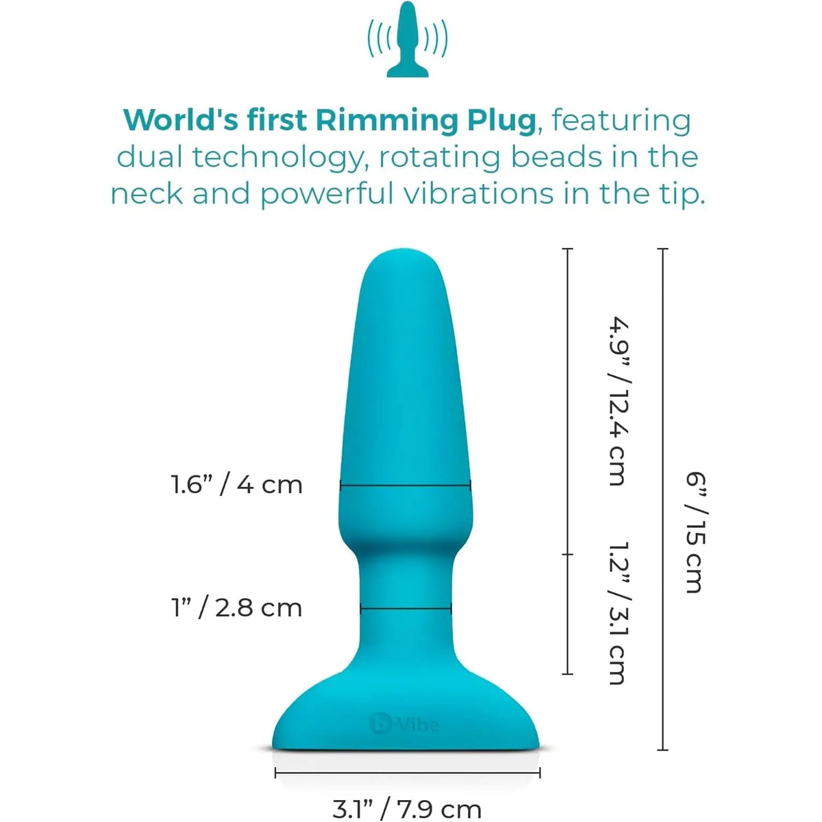 B-Vibe™ B-Vibe Rimming Plug 2 - Rotating Beads & Vibration Remote Control Medium