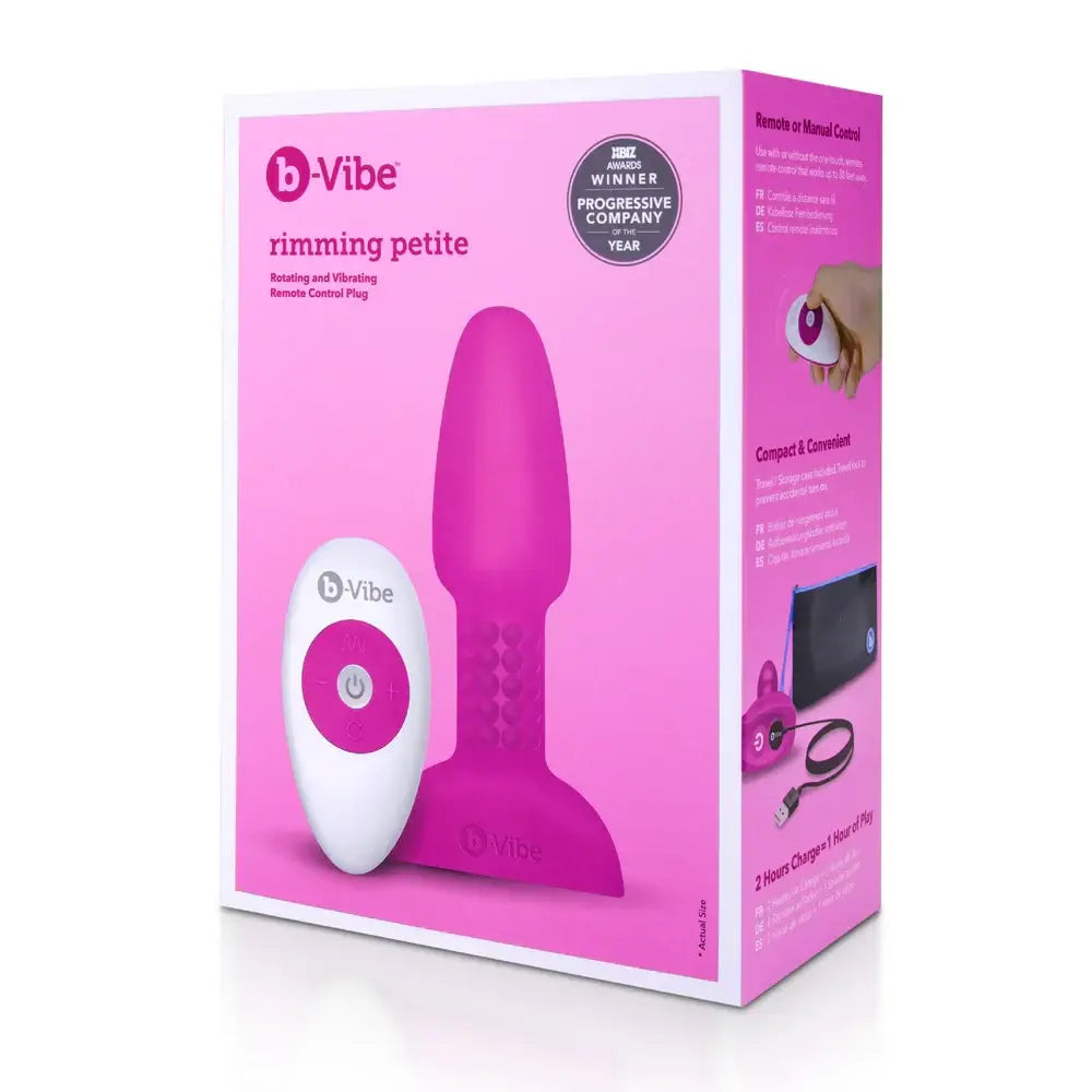 B-Vibe™ B-Vibe Rimming Plug Petite - Rotating Beads & Vibration Remote Control Small Fuchsia
