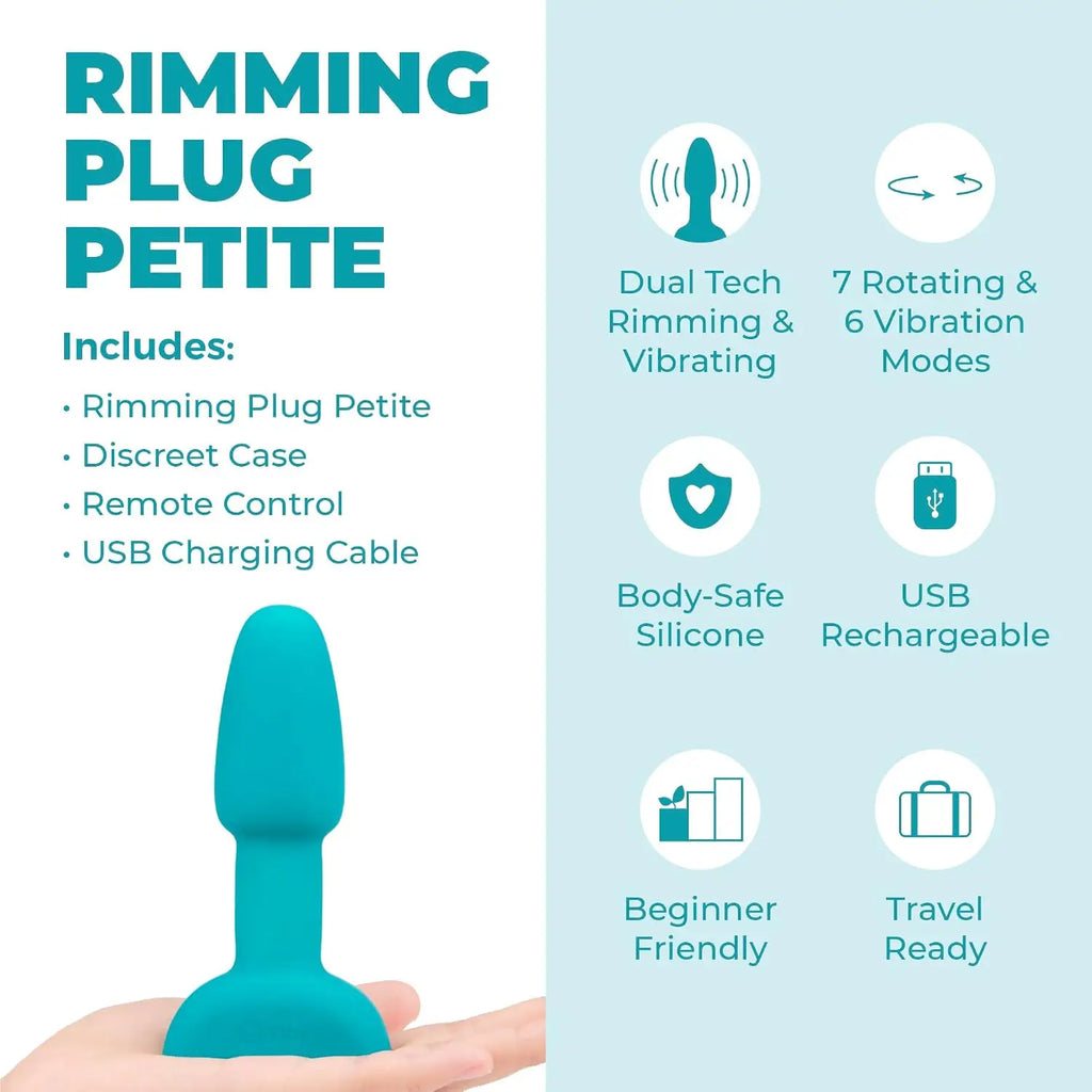 B-Vibe™ B-Vibe Rimming Plug Petite - Rotating Beads & Vibration Remote Control Small