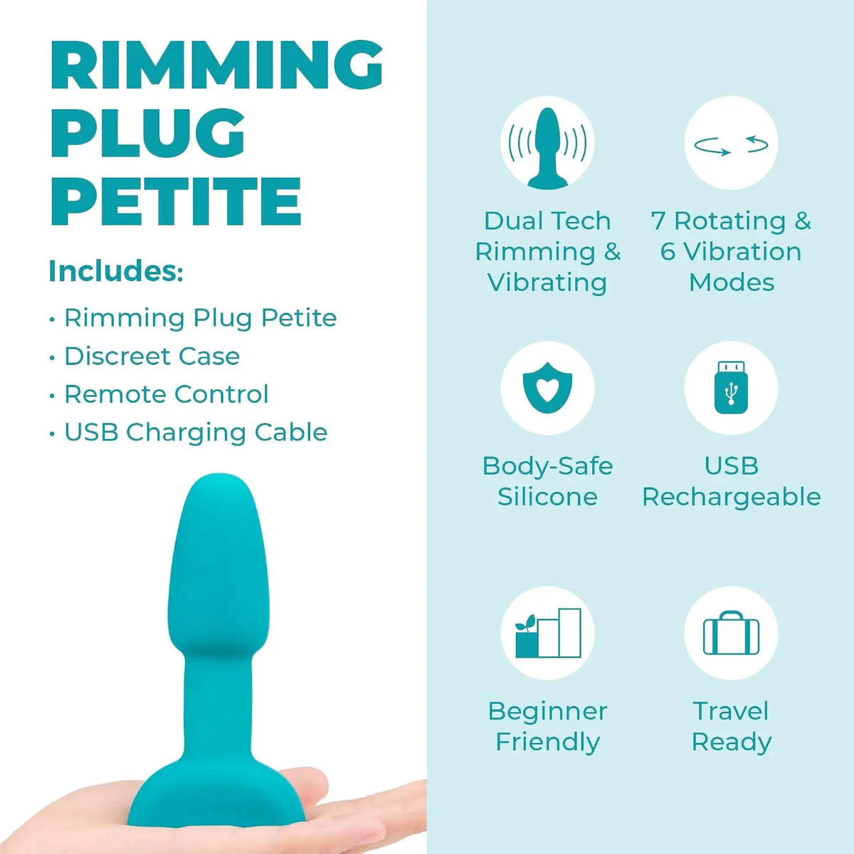 B-Vibe™ B-Vibe Rimming Plug Petite - Rotating Beads & Vibration Remote Control Small