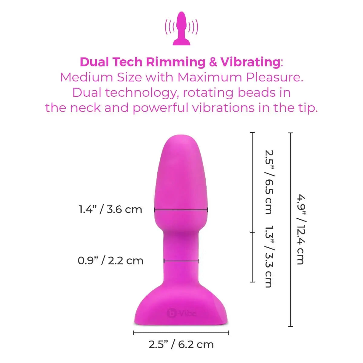 B-Vibe™ B-Vibe Rimming Plug Petite - Rotating Beads & Vibration Remote Control Small