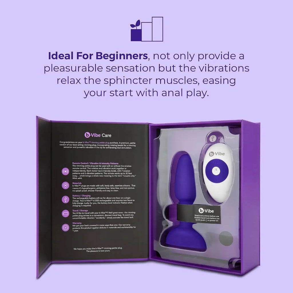 B-Vibe™ B-Vibe Rimming Plug Petite - Rotating Beads & Vibration Remote Control Small