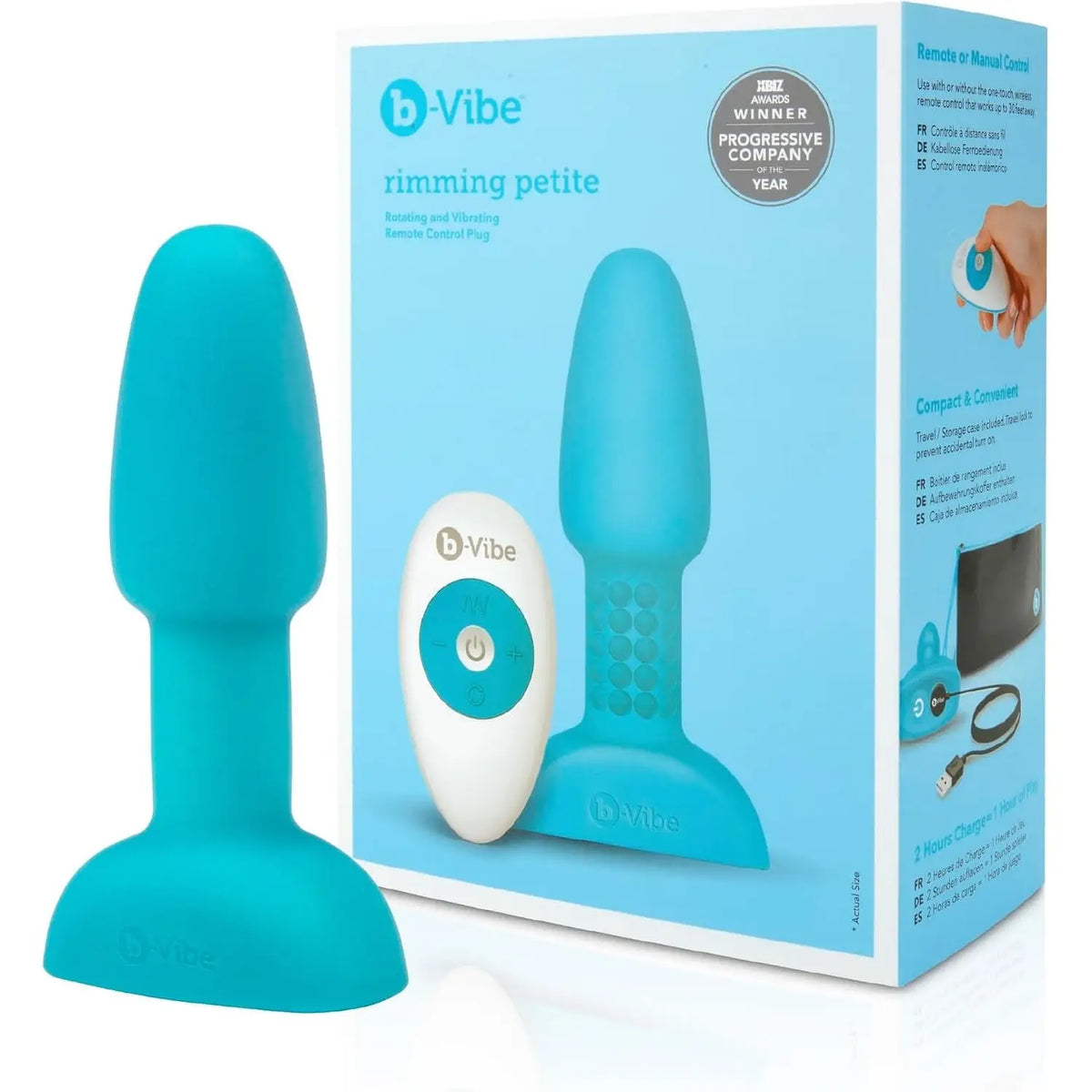 B-Vibe™ B-Vibe Rimming Plug Petite - Rotating Beads & Vibration Remote Control Small Turquoise