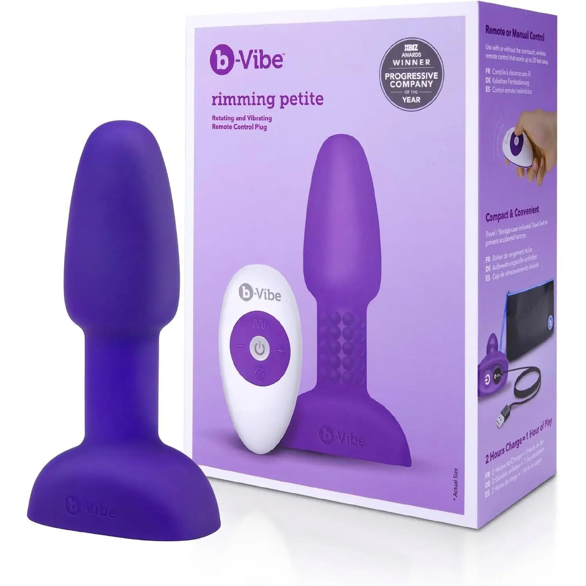 B-Vibe™ B-Vibe Rimming Plug Petite - Rotating Beads & Vibration Remote Control Small Indigo