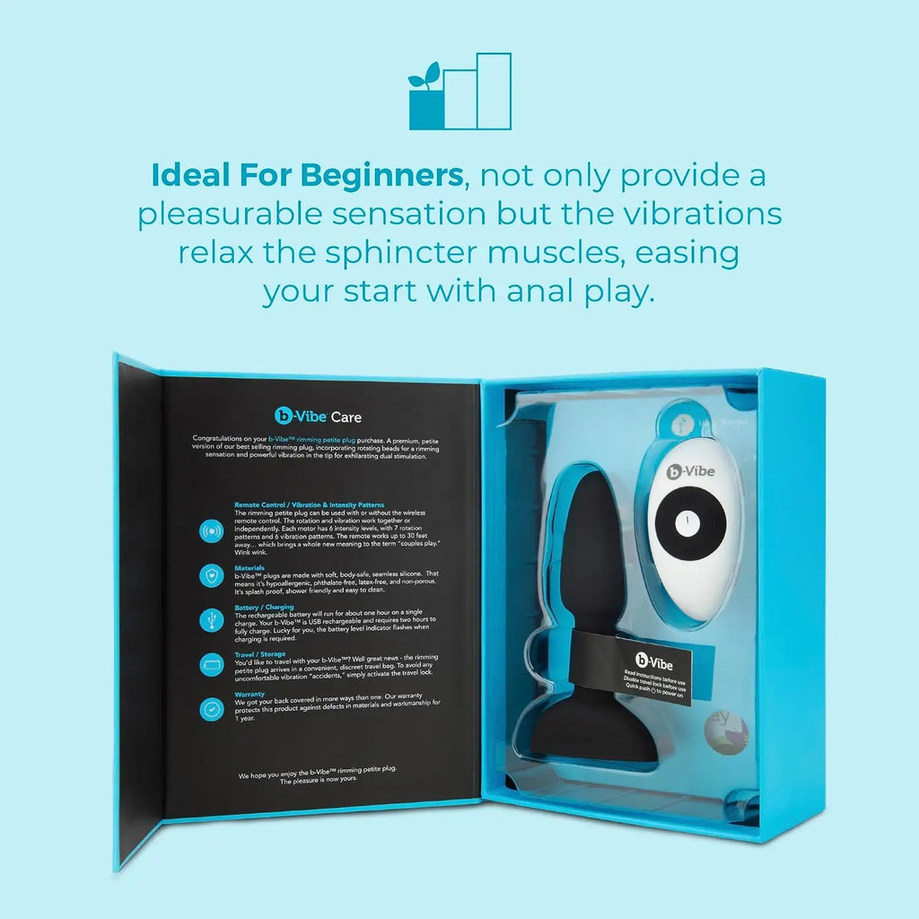 B-Vibe™ B-Vibe Rimming Plug Petite - Rotating Beads & Vibration Remote Control Small