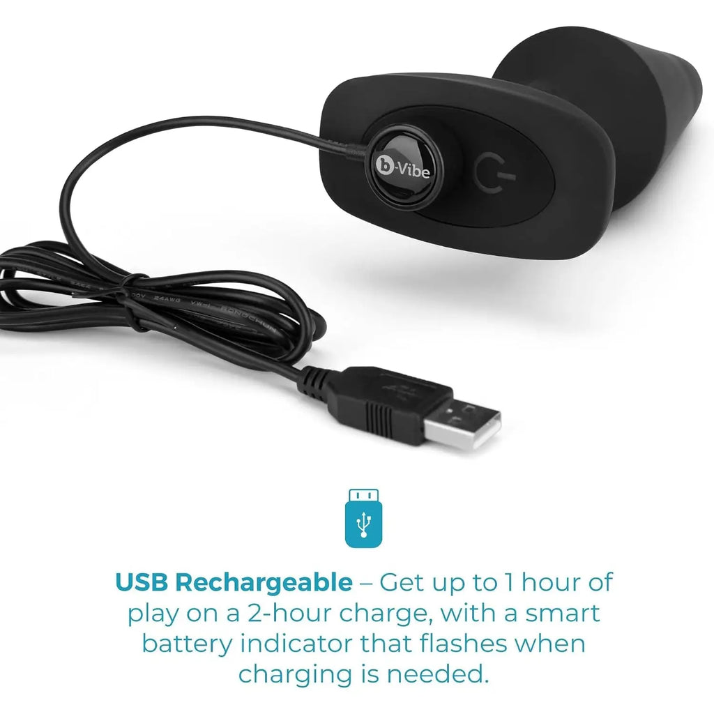 B-Vibe™ B-Vibe Rimming Plug XL with Remote - Rotating Beads & Vibration Black