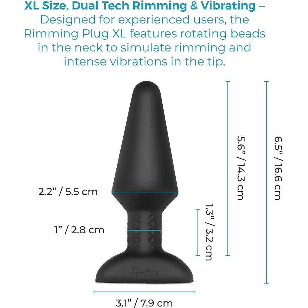 B-Vibe™ B-Vibe Rimming Plug XL with Remote - Rotating Beads & Vibration Black