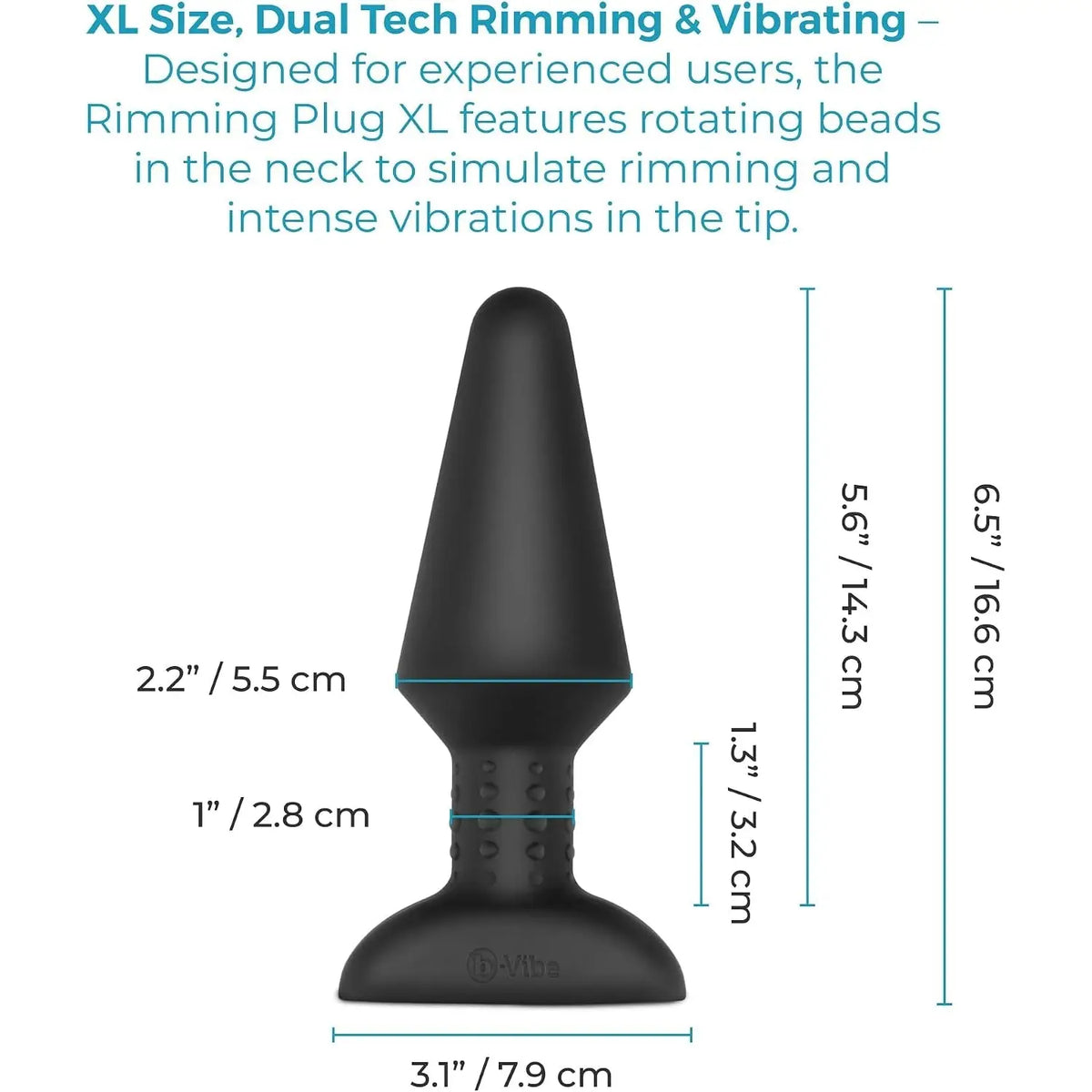 B-Vibe™ B-Vibe Rimming Plug XL with Remote - Rotating Beads & Vibration Black