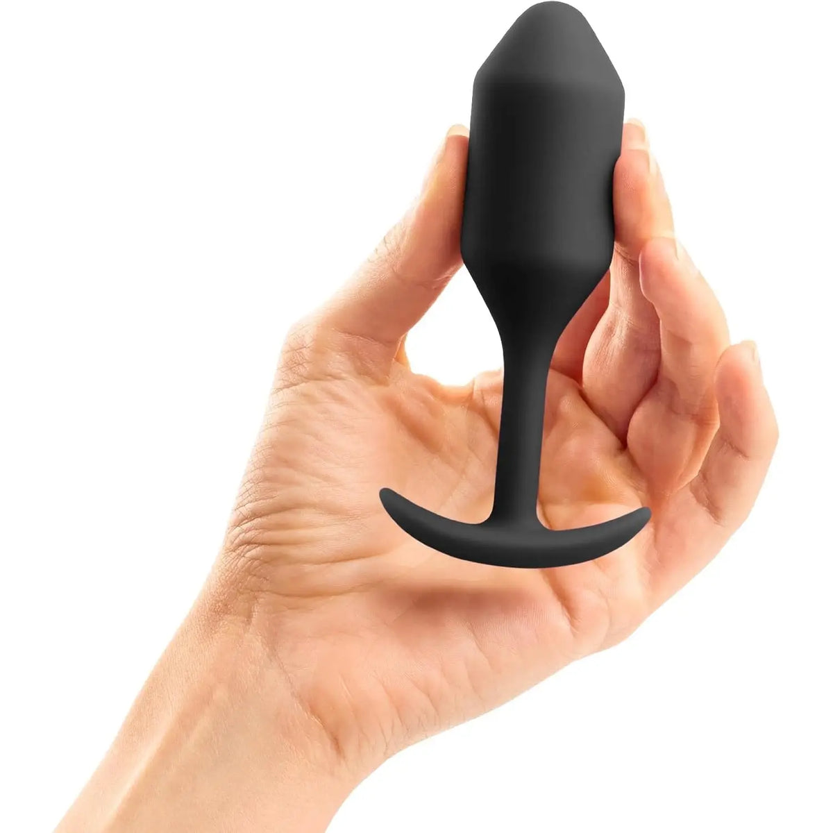 B-Vibe™ B-Vibe Snug Plug 2 (Medium) - Weighted Extended-Wear Butt for Fullness Black
