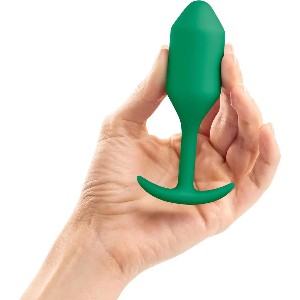 B-Vibe™ B-Vibe Snug Plug 2 (Medium) - Weighted Extended-Wear Butt for Fullness Green