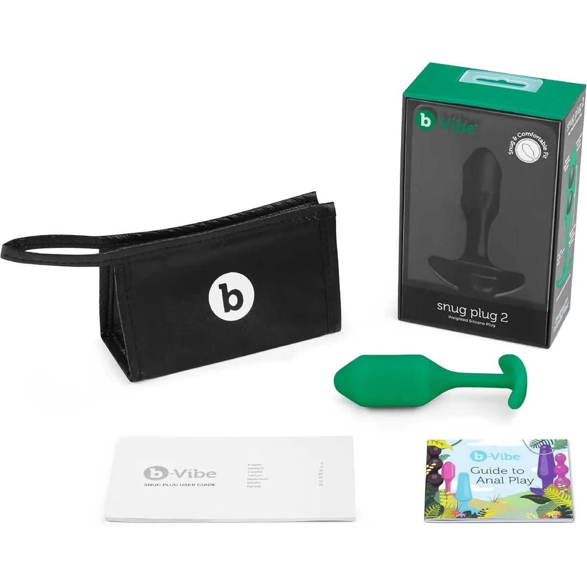 B-Vibe™ B-Vibe Snug Plug 2 (Medium) - Weighted Extended-Wear Butt for Fullness