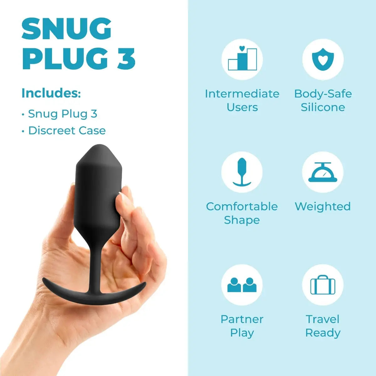 B-Vibe™ B-Vibe Snug Plug 3 (Large) - Weighted Extended-Wear Butt for Fullness