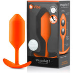 B-Vibe™ B-Vibe Snug Plug 3 (Large) - Weighted Extended-Wear Butt for Fullness Orange