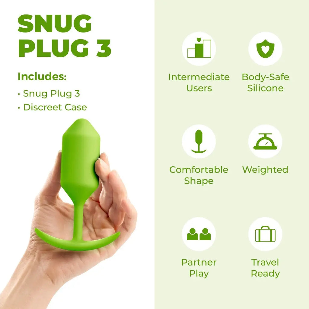 B-Vibe™ B-Vibe Snug Plug 3 (Large) - Weighted Extended-Wear Butt for Fullness