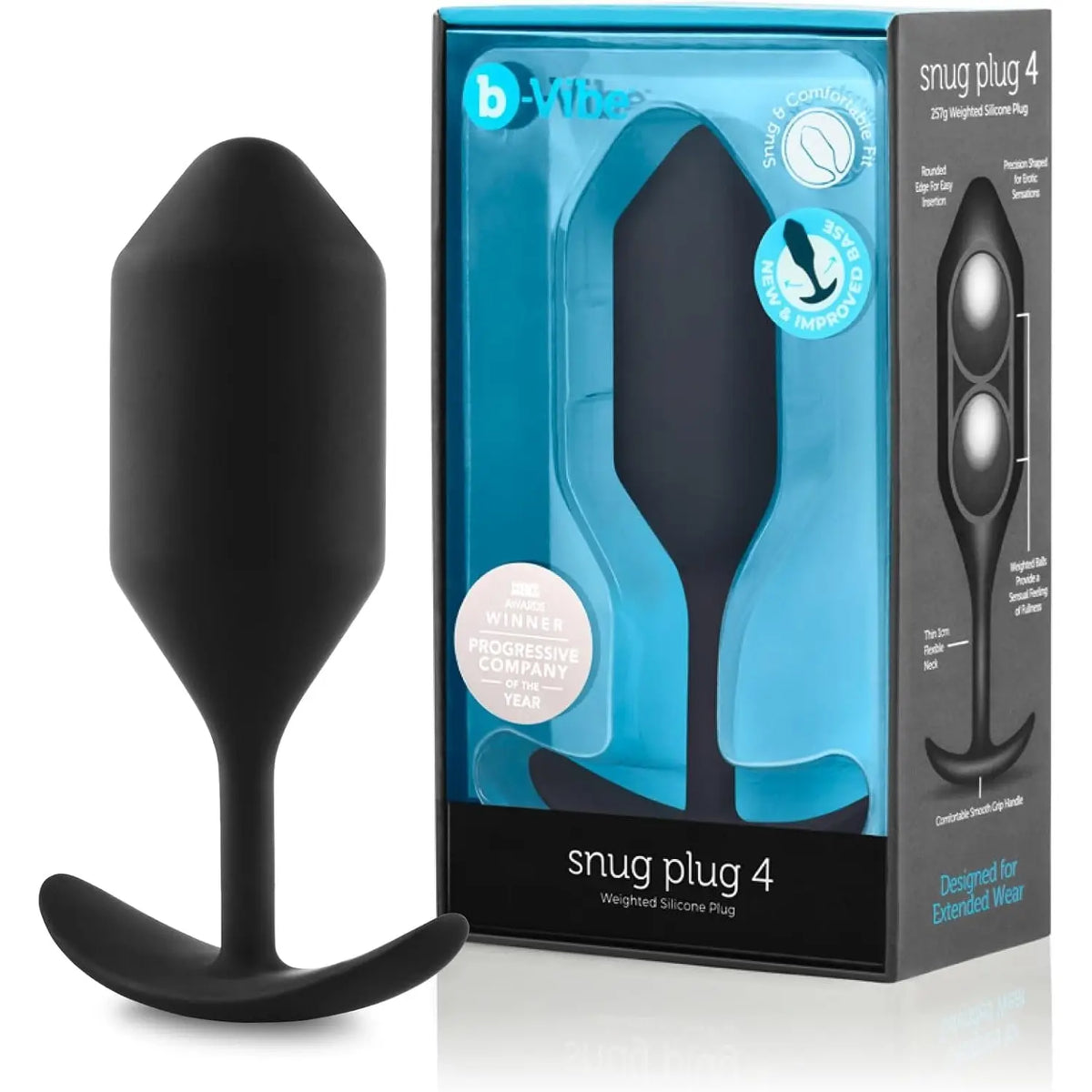 B-Vibe™ B-Vibe Snug Plug 4 (XL) - Weighted Extended-Wear Butt for Fullness Black