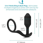 B-Vibe™ B-Vibe Snug & Tug - Weighted Plug C-Ring Combo for Extended Wear Black