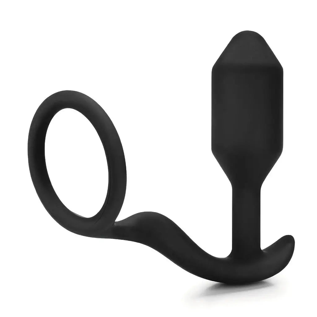 B-Vibe™ B-Vibe Snug & Tug - Weighted Plug C-Ring Combo for Extended Wear Black