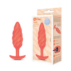 B-Vibe™ b-Vibe Swirl Texture Plug, Medium Vibrating Silicone Butt Orange