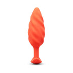 B-Vibe™ b-Vibe Swirl Texture Plug, Medium Vibrating Silicone Butt Orange