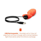 B-Vibe™ b-Vibe Swirl Texture Plug, Medium Vibrating Silicone Butt Orange