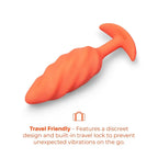 B-Vibe™ b-Vibe Swirl Texture Plug, Medium Vibrating Silicone Butt Orange