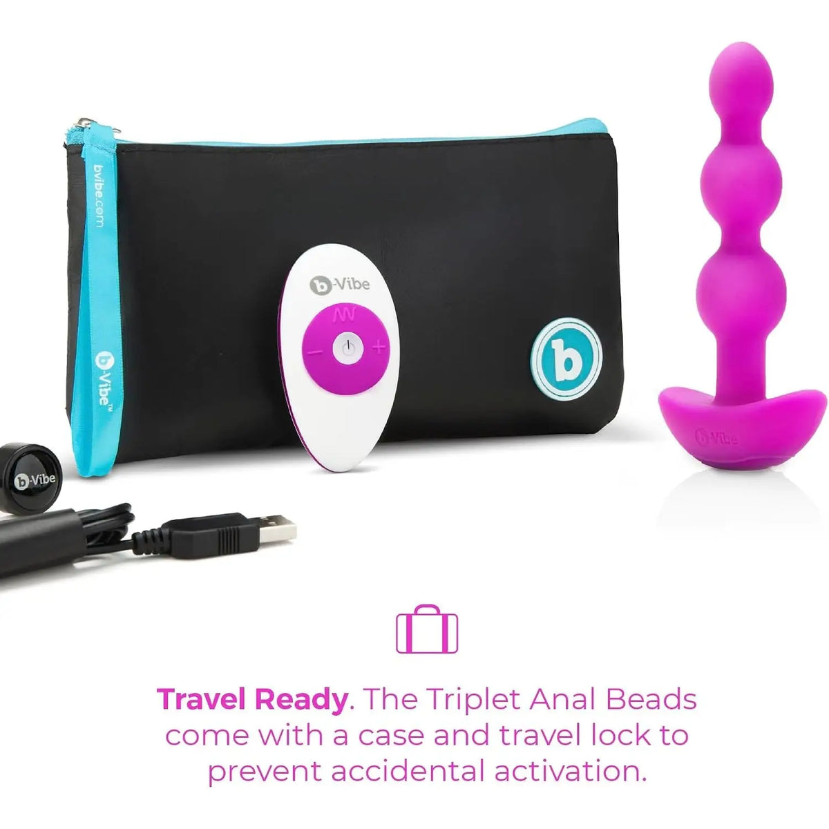 B-Vibe™ B-Vibe Triplet Remote Vibrating Anal Beads - 3 with 2 Motors & Wireless Control