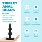B-Vibe™ B-Vibe Triplet Remote Vibrating Anal Beads - 3 with 2 Motors & Wireless Control