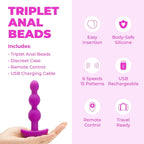B-Vibe™ B-Vibe Triplet Remote Vibrating Anal Beads - 3 with 2 Motors & Wireless Control