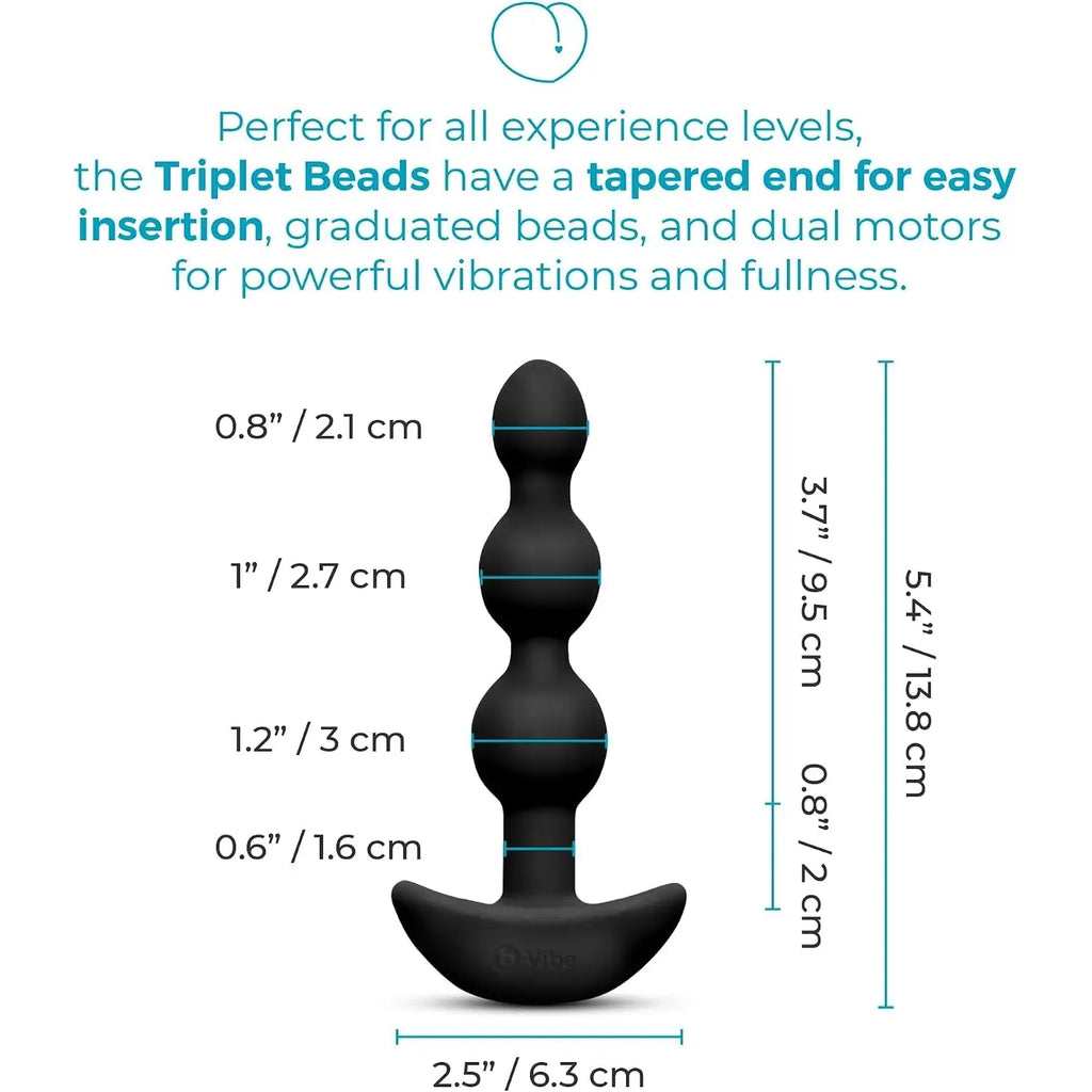 B-Vibe™ B-Vibe Triplet Remote Vibrating Anal Beads - 3 with 2 Motors & Wireless Control