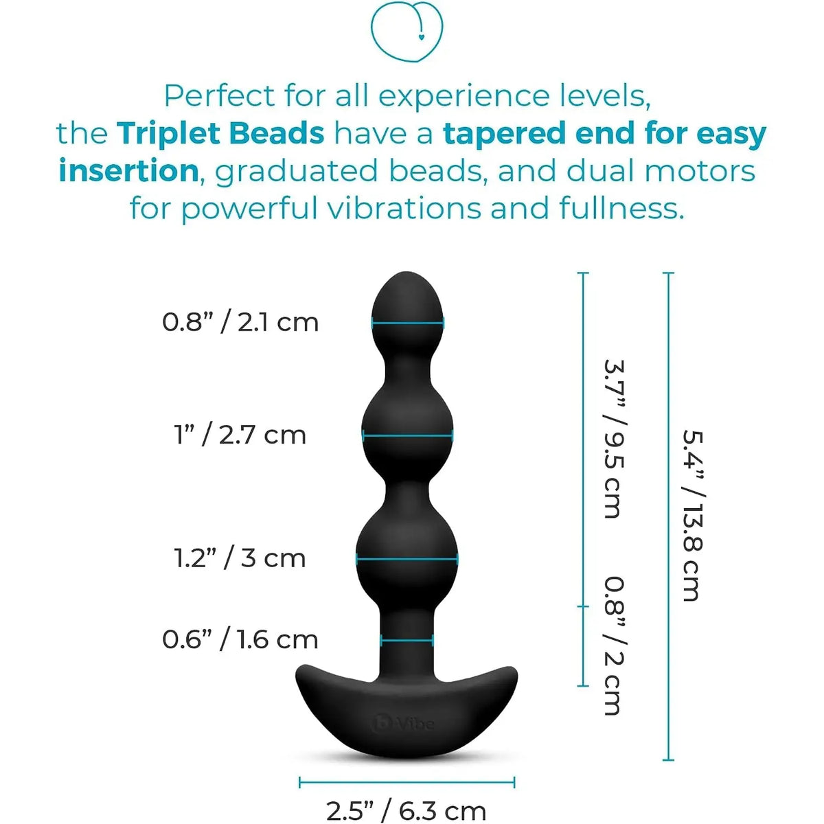 B-Vibe™ B-Vibe Triplet Remote Vibrating Anal Beads - 3 with 2 Motors & Wireless Control