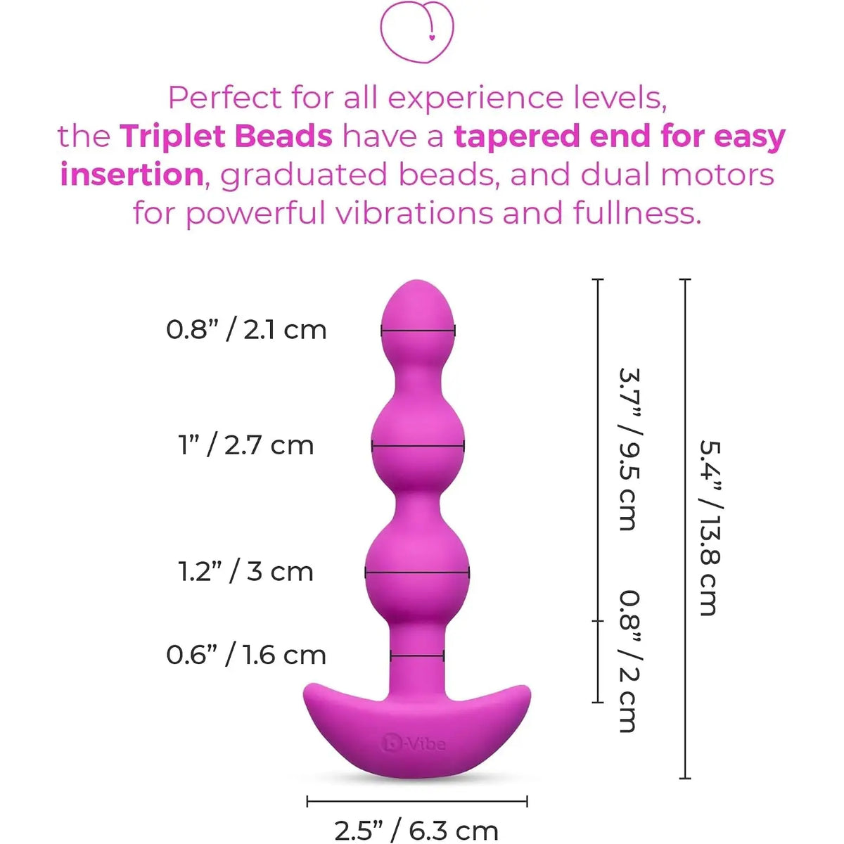 B-Vibe™ B-Vibe Triplet Remote Vibrating Anal Beads - 3 with 2 Motors & Wireless Control