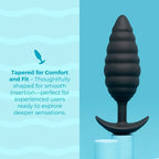 B-Vibe™ b-Vibe Twist Texture Large Vibrating Butt Plug, Body-Safe Silicone Black